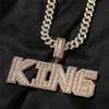 Iced out nome personalizado baguette zircão letras pingente ouro prata cor nacklace para homens feminino colar com corrente de corda de 24 polegadas