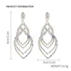 Boucles d'oreilles pendantes rhombiques longues en strass de luxe exagérées pour femmes boucles d'oreilles en cristal multicouches scintillantes bijoux