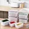 Storage Boxes Bins Refrigerator Box Fridge Organizer Fresh Vegetable Fruit Drain Basket Containers Pantry Kitchen 221008