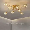 Kroonluchters Noordse led kroonluchter voor woonkamer slaapkamer eetkamer keuken moderne glazen bal plafond licht magie bonen molecuul g9 lamp