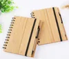 Spiral Notebook Wood Bambu Cover med pennstudentmiljö anteckningar grossistskolan leveranser