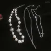 Girocollo alla moda con perle e collana multipiano con design a croce per accessori da donna, gioielli di moda