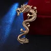 Brosches Retro Animal Dragon Brooch Metal Men's Suit Shirt Lapel Pins and Corsage Badge Fashion Jewelry Clothing Accessories