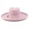 قبعة فيدورا للنساء اللطيفات الزفاف الوردي قبعات كنيسة الزفاف الشتاء الصوف بنما جاز قبعة