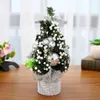 Décorations de Noël 5pcs / lot Mini ornement d'arbre 20cm avec boule et fleurs Festival Bureau Décorer des fournitures de fête pour Dec