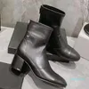 ブーツデザイナーレディスジッパーストレッチ秋冬のパテントレザーヒール5cm
