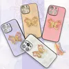 Colorful Butterfly Diamond-encrusted Bracket Mobile Phone Cases designer Bling for iphone 14 13 12 11 pro max Cell Phone Covers