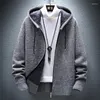 Men's Sweaters Winter Men Hooded Cardigans Casual Long Sleeve Thick Hoodies Outwear Warm Wool Liner Zipper Sweater Coats Manteau Pull Homme