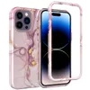 Custodia resistente ibrida con fiore in marmo antiurto per iPhone 15 Pro Max 14 13 12, custodia protettiva rigida a doppio strato liscia al tatto