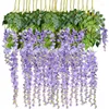 Dekorativa blommor 12st/Wisteria Artificial Flower Silk Rose Wreath Arch Wedding Diy Home Garden Pendant Plant Wall Decoration