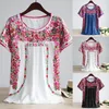 Women's Blouses Running Long Sleeve Shirt Women Ladies Casual Ethnic Style Summer Round Neck Lace Trim Floral Spandex Tops