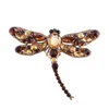 Broches EASYA 3 colores gran libélula de cristal para mujer moda lindo insecto broche Pin abrigo accesorios joyería