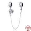 925 Sterling Silver Dangle Charm Femmes Perles Haute Qualité Bijoux Cadeau En Gros Étincelle Fleur Sécurité Chaîne Perle Fit Pandora Bracelet DIY