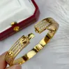 Aurous Gold Bangle Diseñador Tamaño 16-18 Ancho CNC Diamond Bracelet 3 colores opcionales con caja 2022