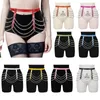 Ceintures Punk femmes corps chaîne cuir Cage harnais danse jupe ceinture réglable gothique évider Sexy maille Plaid métal Mini