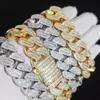 16mm 16-24inch bling CZ Iced Out Miami Cuban Rink Chain Mens White Yellow Gold Cains Shicay Netclace Bracelet Mashing Hip Hop Jewelry