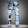 Jeans maschili evjsuse jeans azzurro jeans buchi ricami maschili cerotto pantaloni di denim in denim snello design di alta qualità maschi 221008