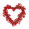 Fleurs décoratives en forme de coeur Fruit rouge en forme de Valentin de la Saint-Valentin décorations de maison porte suspendue suspendue 35 cm