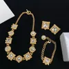 Fashion Designed Crystal Diamonds Necklaces Bracelet Earring Cool Hiphop Rock Banshee Medusa Head Portrait 18K Gold Plated Designer Jewelry MS13 -9502