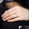 Band Rings Super Thin Crystal Couple Wedding Open Ring Sier Rose Gold Engagement Rings Alloy Trendy Women Anillos Nice Gi Carshop2006 Dh1Gb