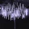 Strings Thrisdar 50CM 8 Tube LED Meteor Shower Rain Light Waterproof Drop Icicle Snow Falling Raindrop For Wedding Xmas Tree Decor