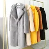 Women Coat Thanksgiving Gift Winter Outdoor Warmth Faux Fox Fur Lapel Multicolor Medium och Long Jacket Casual Street LongeChes Solid Color Jackets Size S-8XL