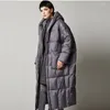 Damen-Daunenjacke für den Winter, Übergröße, lange warme Jacke mit Kapuze, Kokon-Typ, winddicht, wasserdicht, Parkas, Damenmode, Mantel Plus