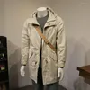 Trench da uomo Primavera Autunno Cappotto da lavoro casual Zipper Up Colletto rovesciato Giacca Uomo Cotone leggero S-4XL Y877