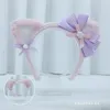 Masques de fête faits à la main Lolita perle Rose ruban arc en peluche oreilles d'ours bandeau accessoires