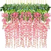 Flores decorativas 12 piezas/glicina flor artificial seda rosa corona arco boda DIY hogar jardín colgante planta decoración de la pared