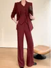 Kvinnors kostymer blazers Autumn Women Three Pieces Set Elegant Casual Blazer Jackets Slim Vest Pencil Trousers Passar Femme Fashion Formal Outfits kl￤der 221008