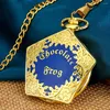 Pocket Watches Luxury Gold Mönster Oregelbundet Pentagon Pendant Watch Men's Quartz Halsband Royal Clock Souvenir Presents