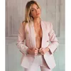 Damespakken Blazers Design Damesbroekpak Rood Roze Kantoor Zakelijk Double Breasted Knopblazer Broek Tweedelige set Formele pakken Herfst 221008