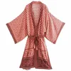 Bluzki damskie Super Chic Rayon Loose Shawl Kimono Cardigan Casual Summer Women Tops Floral Print Up Bluzka dla damskiej warstwy 2022