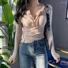 Women's T Shirts Slim Fit Sexy Long-Sleeved T-Shirt Women Half Open Collar Short Long Sleeve Top Pure Cotton Bottoming Shirt Female