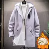 Men's Trench Coats Plush Thick Jacket Men's Winter Youth Casual Mid-length Windbreaker Padded Men