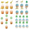 Festive Supplies Jungle Animal Cupcake Toppers Happy Birthday Party Decor Baby Shower Kids 1st Boy Girl 1 Year Anniversary Cake