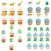 Festival Malzemeleri Orman Hayvan Cupcake Toppers Mutlu Yıllar Partisi Dekor Bebek Duş Çocukları 1. Erkek Kız 1 Yıllık Yıldönümü Kek