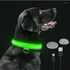 Collari per cani Collare leggero a LED Accessori per la sicurezza notturna Luminoso e luminoso Imbracatura elettronica per collo Cavo USB per cuccioli di gatto Forniture per animali domestici di piccole dimensioni