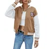 Vestes Femmes Numéro Patché Color Block Bomber Veste Filles À Manches Longues Automne Dame Assorti Col Montant Baseball Tops Manteau À Boutonnage T221008