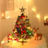 Christmas Decorations Mini Tree String Light Artificial Tabletop DIY Decor Holiday PVC Miniature Table Landscape Craft Ornament