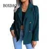 Jaquetas femininas outono veludo blazer mulheres duplo breasted blazers jaquetas inverno preto blazer casaco feminino escritório senhoras 2022 casual outerwear t221008