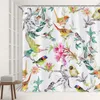 Dusch gardiner f￥gelblommor gardin tropiskt m￶nster med hawaiisk djungel stil bild tyg tyg badrum dekorera krokar