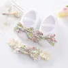 First Walkers Baby Girl Shoes per Born Spring Autumn Bowknot Stampa morbida con fascia per neonato Mary Janes