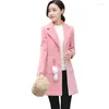 Women's Wool Women's Elegant Blended Long Woolen Coat Autumn Winter Female Thin Casaco Feminina Robe Jacket2XL