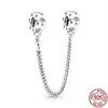 925 Sterling Silver Dangle Charm Femmes Perles Haute Qualité Bijoux Cadeau En Gros Étincelle Fleur Sécurité Chaîne Perle Fit Pandora Bracelet DIY