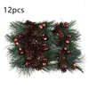 Decorative Flowers Artificial Flower Emulation Pine Picks Christmas Green Red Berry Cone Tree Decorations For Home Year Decor