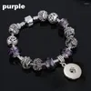 Strand Fashion Crystal Bead Glass Link Armband 090 18mm Snap Button Charm Bangle Jewelry for Women Teenagers Gift 20cm 1cm