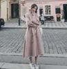 Cappotto da donna lungo invernale in lana da donna 2022 Cintura sottile coreana Hepburn Sopra il ginocchio in lana Outwear Trench retrò tinta unita