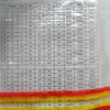 透明なポテト織りパッケージ赤と黄色のストライプ幅75cm幅45cmポリプロピレン材料100個